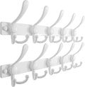 Dseap Coat Rack Wall Mount 2.0 Pro: Heavy Duty 300% Thicker, 16" Stud Mount, Stainless Steel Wall Coat Hooks Hanger for Clothes Jackets Hats Entryway Closet, MaxStrong Series, White, Pack of 2