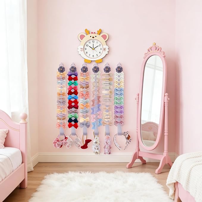 6PCS Bow Holder Hair Bow Organizer,Baby Decorative Hair Accessories Organizer,Flower Hair Clips Storage Bow Holder for Girls Hair Bows,Room Nursery Wall Hanging Decors (hua-6-B) (hua-6-B) (hua-6-H)
