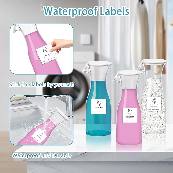 20oz Laundry Detergent Dispenser Containers Bottle 3 Pcs Liquid Laundry Powder Soap Dispenser, Laundry Pod Storage with Labels Fabric Softener Container for Laundry Detergent Storage