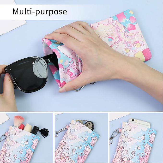 Double Eyeglass Case Soft Dual Glasses Case for Women Men Travel Squeeze Top Sunglasses Cases Eyeglasses Pouch