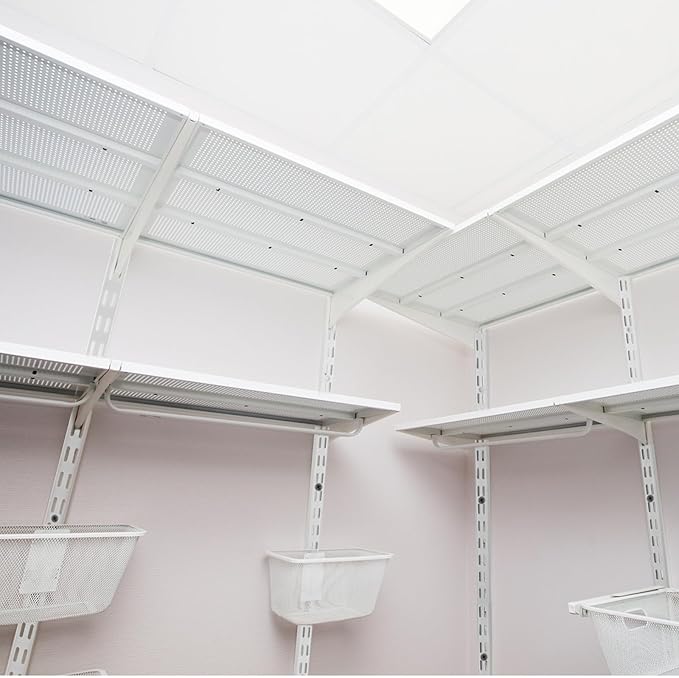 12 Pack 47 Inch Dual Track Upright Wall Shelving System Shelf Bracket Twin Slot Shelf Rail Twin Track Upright Heavy Duty Support System for Pantries, Linen Closets, Laundry Rooms (White)