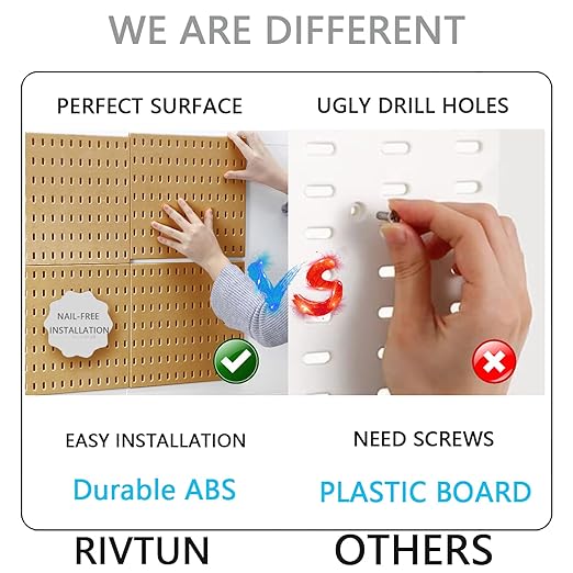 Pegboard Combination Kit for Wall Organizer, Wall Mounted Peg Board Kits for Kitchen, Bedroom, Office, &Bathroom, 4 Pieces White Pegboards and 14 Accessories, 22" x 22"