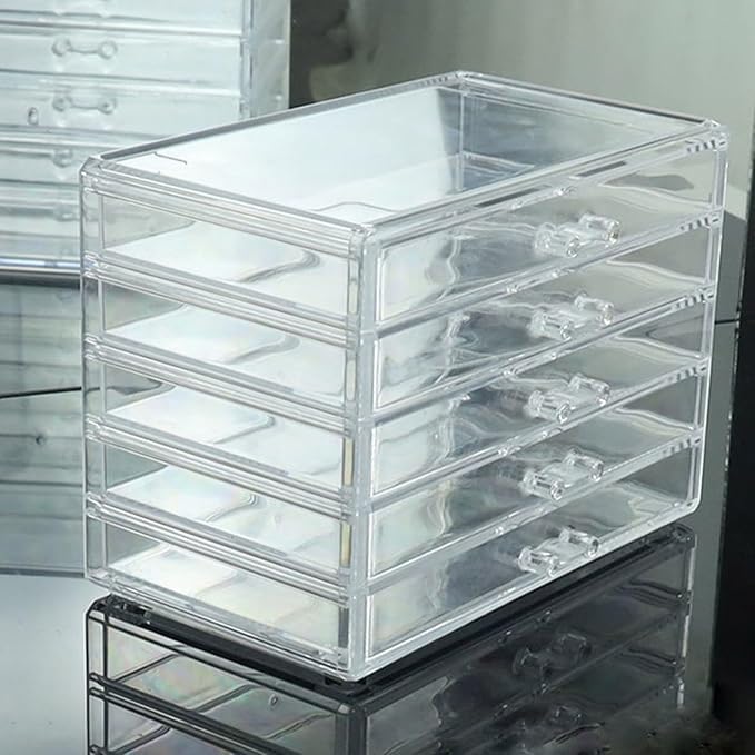 Space Saving Acrylic Cosmetic Storage Drawers Multi Drawers Acrylic Organizer Modern Jewelry Organizer for Organizing Cosmetics and Jewelry
