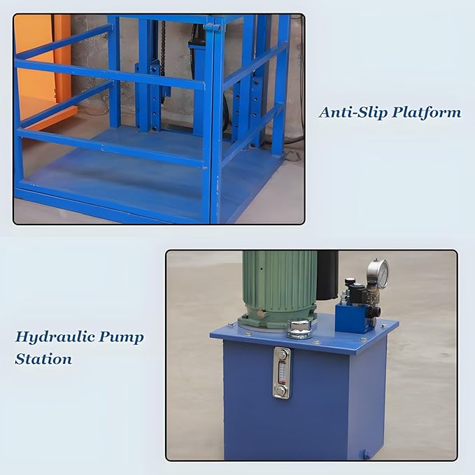 1Ton/2200Lbs Load Capacity Electric Lift Platform Table,19FT Lifting Height Hydraulic Lifting Rail Hoist,Wall Mounted Factory Warehouse Home Space Dedicated Freight Elevator