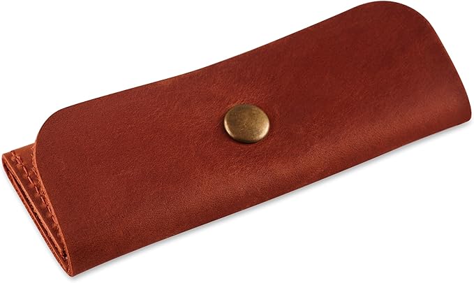 Cognac Leather SD Card Holder - Micro SD & Memory Card Organizer & Storage Case for Travel