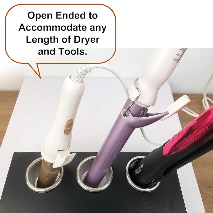 Hair Styling Station with Curling Hot Iron, Organizer Holder for Salon Appliances - 3pcs 2inch Stainless Steel Tubes