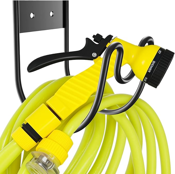 Garden Hose Holder Wall Mount, Multipurpose Outdoor Metal Hose Hanger Holders for Garden, Yard, Garage Accessories