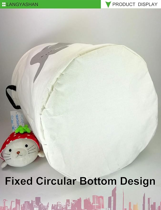 LANGYASHAN Laundry Basket Canvas Fabric Collapsible Organizer Basket for Storage Bin Toy Bins Gift Baskets Bedroom Clothes Children Nursery Hamper (Elephant)