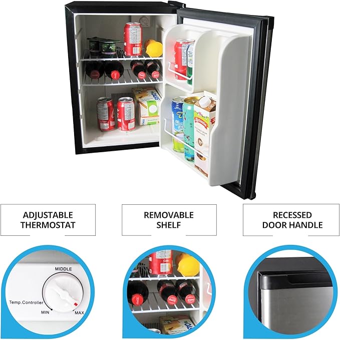 Koolatron 12V / 110V Refrigerator - Mini Fridge for Trucks Cool Storage for Kitchen Bedroom Office Travel Camping Dorms Compact Free Standing Neveras Pequeñpara Apartment 1.76 cu.ft - Black