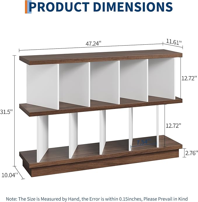 Garvee 8 Cube Storage Shelf Organizer - Wood Low Bookshelf with 10 Removable Back Panels, Display Storage Bookcase for Living Room, Bedroom, Entrance Hall, Home Office, Easy Assembly, Walnut