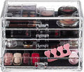 4-Drawer Clear Acrylic Vanity Top Stackable Organizer – Perfect for Skincare, Makeup, Brushes, Perfume, Jewelry and Hair Accessories (Modern 5.9" D x 9.25" W x 7.9" H)