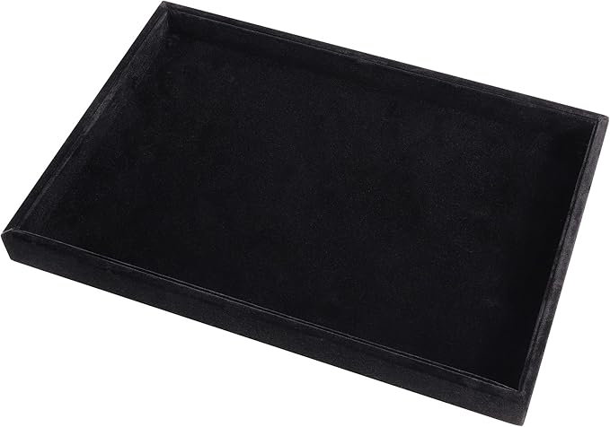 Mornajina 9" x 5.7" Velvet Jewelry Tray Jewelry Display Tray, Stackable Empty Plate Trays for Earrings Necklaces Bracelet Rings Display Showcase - Black