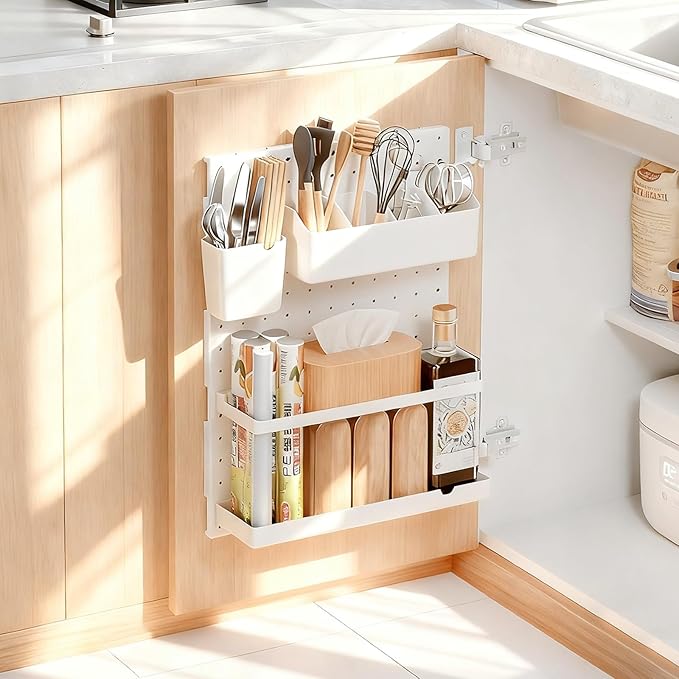 20x13x4.7-Inch Inside Cabinet Door Organizer,Adhesive Shelf,No Drilling Cabinet Door Storage,Organizer Caddy for Kitchen,Bathroom Cabinets,Space Saving Hold,Style2