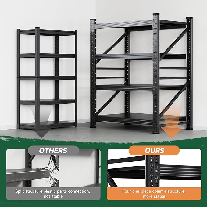 Letaya 2000LBS Storage Shelves Heavy Duty,60" H Garage Shelving Units, 4 Tier Adjustable Utility Rack Shelf,Large Metal Industrial Shelves,for Shop,Warehouse,Basement (40" W x 20" D x 60" H)