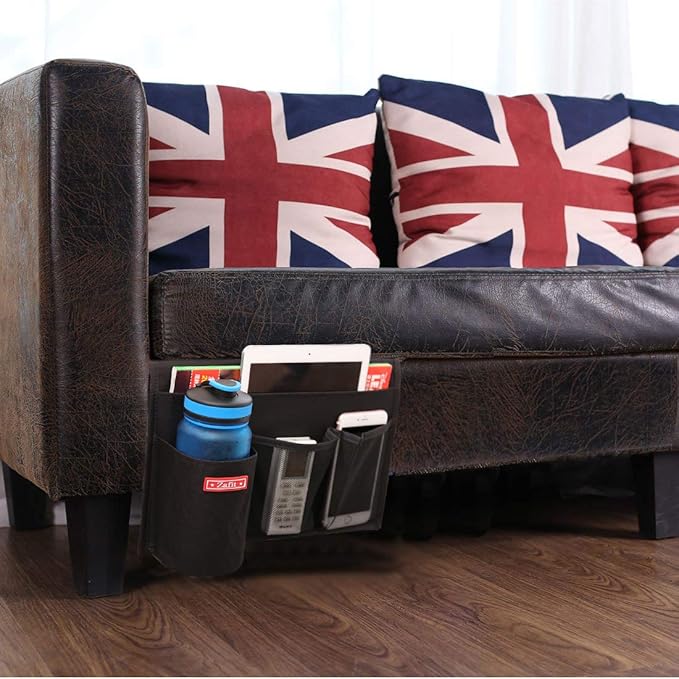 Bedside Storage Organizer - Table Cabinet Organizer Caddy for Remotes, Phone, Glasses (4 Pockets - Black)