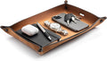 Main Street Forge Leather Valet Tray for Men – Rustic EDC Organizer for Keys, Phone & Wallet – Made in USA - Charred Oak