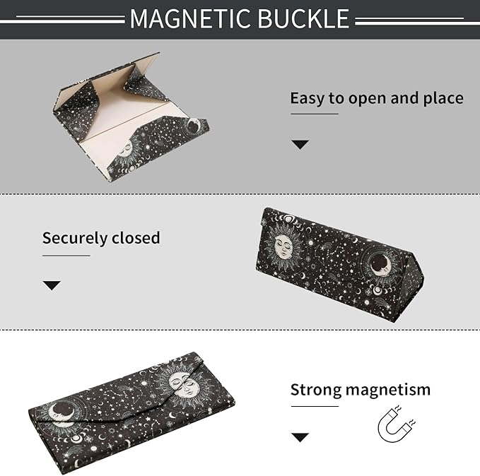 Foldable Glasses Case, Magnetic PU Leahter Sunglasses Case, Cute Hard Shell Folding Eyeglass Cases for Women Kids