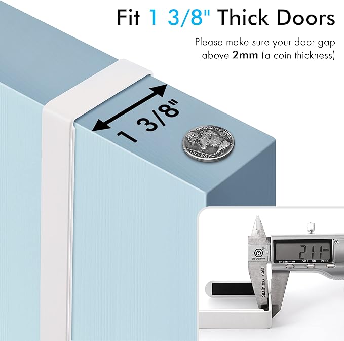KES Ironing Board Hanger Over The Door, T-Leg Holder, for 1 3/8" Door, Metal Iron Holder White, HIR500A-WH
