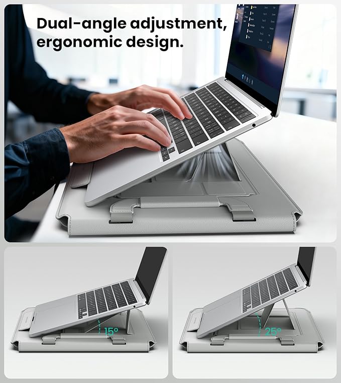 Nillkin 14 inch Laptop Sleeve with Handle (4-in-1), 2 Stand Modes, MacBook Sleeve with Adjustable Stand & Mouse Pad, Slim Laptop Case 14 inch for Samsung/Surface/HP/Chromebook/Dell 12-14'', Gray