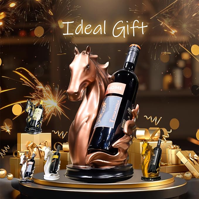 Wine Bottle Holder Wine Racks Tabletop Horse Statue as Home Kitchen Wine Cellar Decorative Storage Organizer, Whimsical Decor Horse Decor Horse Wine Lovers Gifts for Women (Bronze)