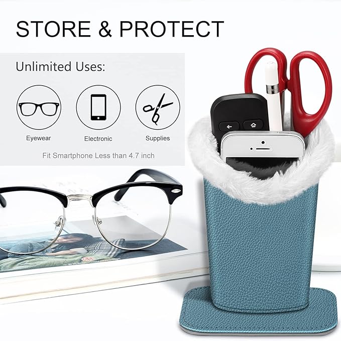 Fintie Plush Lined Eyeglasses Holder, Glasses Stand Case, Anti-scratch Glasses Storage Organizer for Desk, Nightstand, Office
