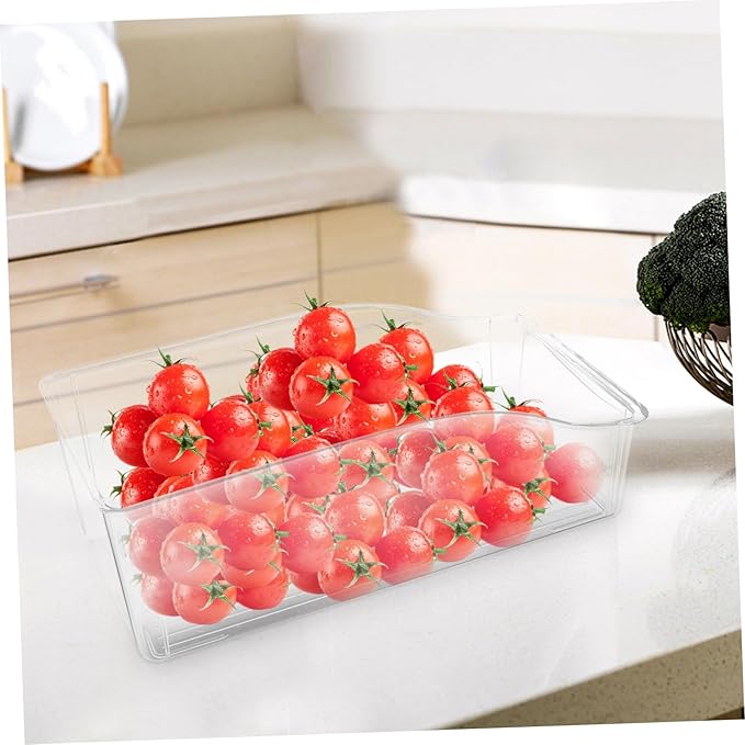 Clear Refrigerator Drawer Organizer Box for Kitchen Fridge Storage Food-grade Transparent Container for Vegetables Fruits Noodles and Meal Prep Space-saving Fridge Organizer