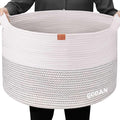 Extra Large Laundry Basket 22" X 22"X 14" XXXL Cotton Rope Woven Basket for Blankets Storage Basket with Handles for Living Room (Beige)