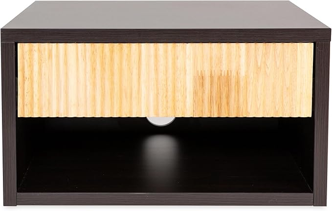 JONATHAN Y NST2001A Elise 15.71" Classic Contemporary Floating Wall Mounted Nightstand with Soft-Close Tambour Drawer and Cable Hole, Black/Light Oak