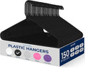 SereneLife 150 Pack Plastic Hangers, Lightweight, Durable, Space Saving Clothes Organizers, Suitable for Shirts, Sweaters, Hoodies, Dresses, Kids Clothes, Good for Home Organization (Black)