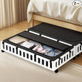 2 Pack Bamboo Under Bed Storage with Wheels, 39”x20”x7.8” Lager Under Bed Storage Containers (White)