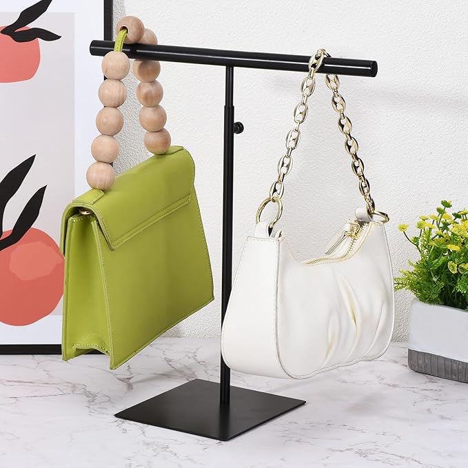 uxcell Necklace Display Stand Adjustable Height Jewelry Rack T Bar Tabletop Purse Holder for Home Boutique Store - Black