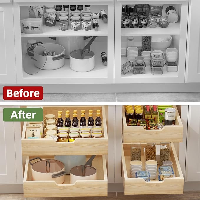 Pull Out Drawers for Cabinets, 13½” W x 21” D Soft Close Slide Out Drawers for Kitchen Cabinets, Cabinet Pull Out Shelves Requires At Least 14.5” Cabinet Opening