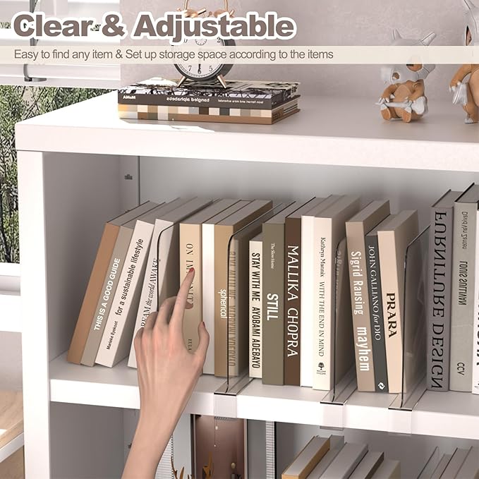 8PCS Acrylic Shelf Dividers for Closet Organization,Clear Closet Dividers for Shelves,Vertical Purse Organizer for Closet,Cabinets,Wardrobes,Bookcases