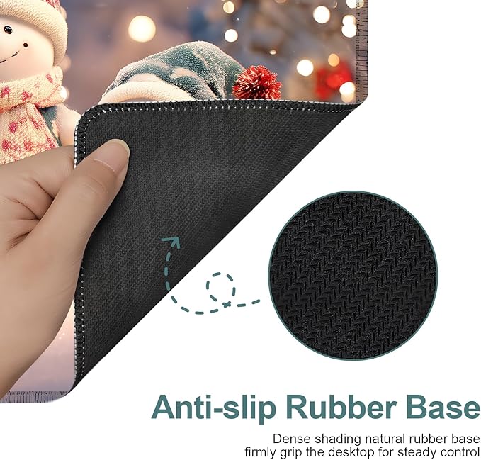 Six Snowmen Gaming Mouse Pad 35.4"x15.7"Desk Mat Anti-Slip Rubber Base & Durable Stitched Edges for Gamers Smooth Mouse Writing Surface for Desk Office/Home