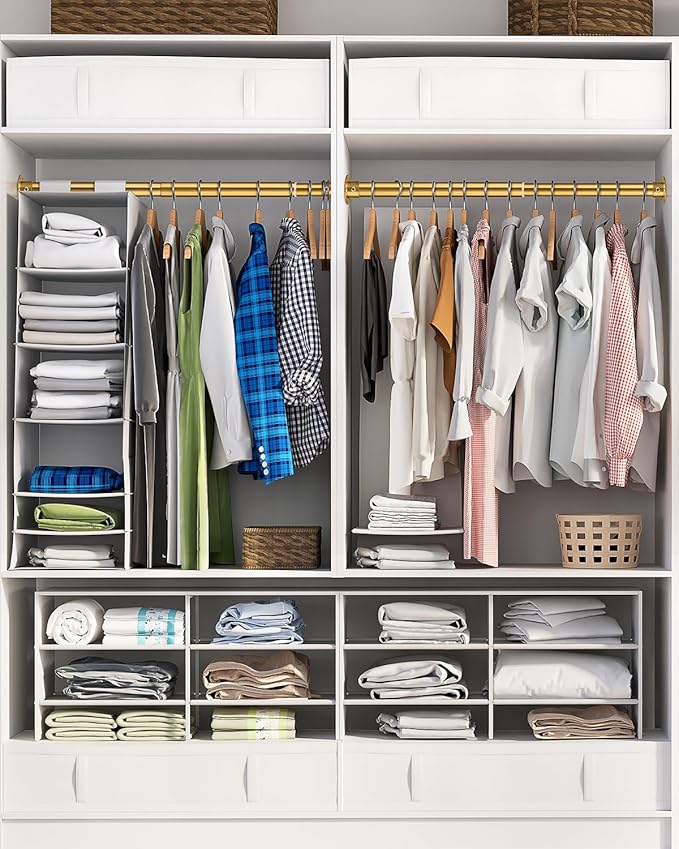Closet Rods for Hanging Clothes, 17-76 Inch Heavy Duty and Stepless Adjustable Closet Poles, Stainless Steel Closet Hanging Rod for Closet, Wardrobes, Laundry Room, Bathroom, RV (Gold)