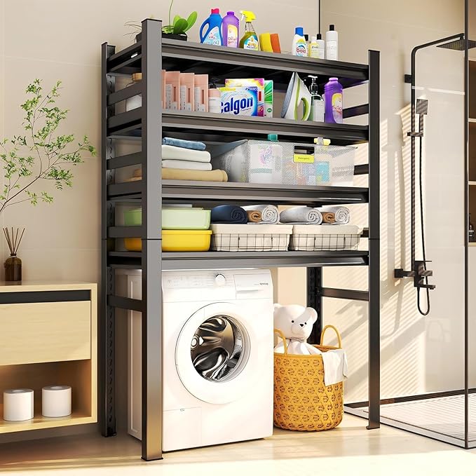 Garage Storage Shelves,5 Tier Shelving Unit, 40 inch Wide, 18” Deep, 78” Tall Organizer Metal Shelf for Basement/Laundry/Pantry Heavy Duty, Adjustable,Easy to Install (4Tier-(39.4"x11.8"x63"))