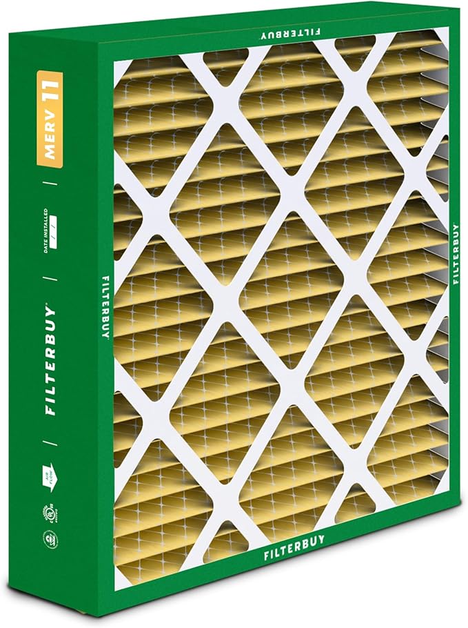 Filterbuy 17.5x21x5 Air Filter MERV 11 Superior Pet & Allergy Defense (4-Pack), Electrostatic Pleated HVAC AC Furnace Filters for Rheem, Ruud, and Protech (Actual Size: 17.13 x 20.63 x 4.38)