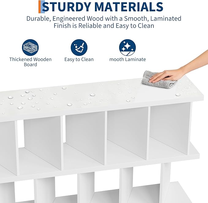Garvee 8 Cube Storage Shelf Organizer - Wood Low Bookshelf with 10 Removable Back Panels, Display Storage Bookcase for Living Room, Bedroom, Entrance Hall, Home Office, Easy Assembly, White