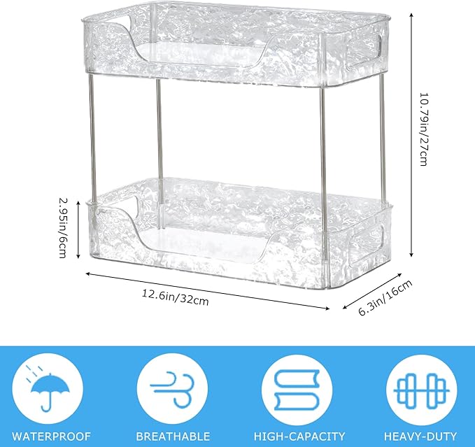 2 Tier Bathroom Counter Organizer, Makeup and Perfume Organizer Tray for Vanity, Skincare and Bathroom Storage Shelf