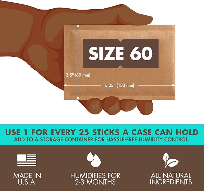 Boveda 72% Two-Way Humidity Control Pack for Storing Up to 25 Items – Single – for Wood Containers – Moisture Absorber – Humidifier Pack – Individually Wrapped Hydration Packet