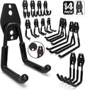 3-H Garage Wall Hooks 14 Pack, Garage Hooks Heavy Duty with Extra Welding Spots, Wall Mount Storage Organizer for Hanging Garden Lawn Tools, Ladder, WeedEater, Chair, Shovel, Blower (Black)