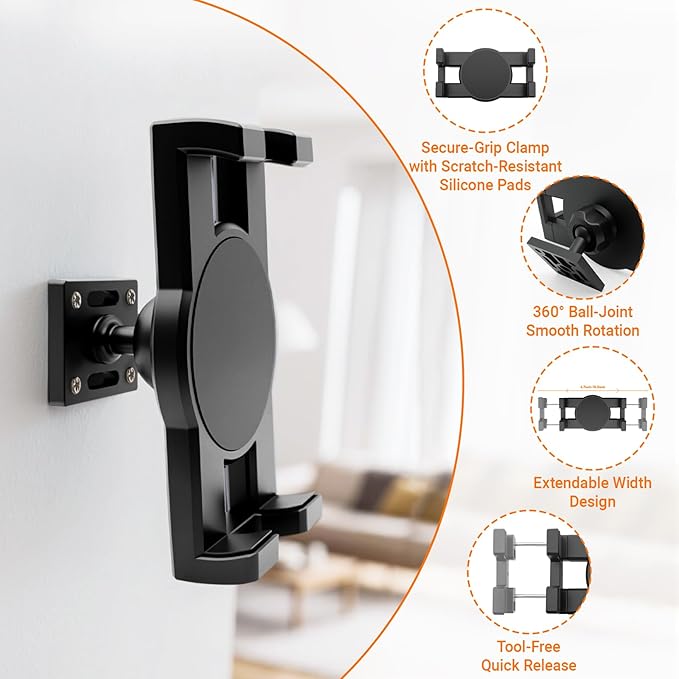 DYAUS 360° Rotating Skateboard Wall Mount, Extending Skateboard Wall Hanger, Universal Skate Board Wall Mounts Display, Space-Saving Longboard Deck Holder, Floating Skateboard Rack, Black
