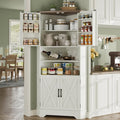 Corner Cabinet, 67''H Kitchen Pantry Storage Cabinet, 6-Tier Corner Food Pantry Hutch with 4 Barn Doors and Shelves, Tall Farmhouse Furniture for Kitchen Dining Living Room, White