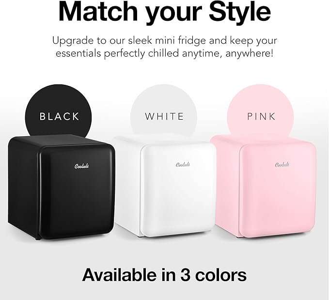 Cooluli Curve 1.7 cu ft Mini Fridge - Small Refrigerator for Bedroom, Office, College Dorm Room - Smart Temperature Control (Pink, 1.7 cu.ft)