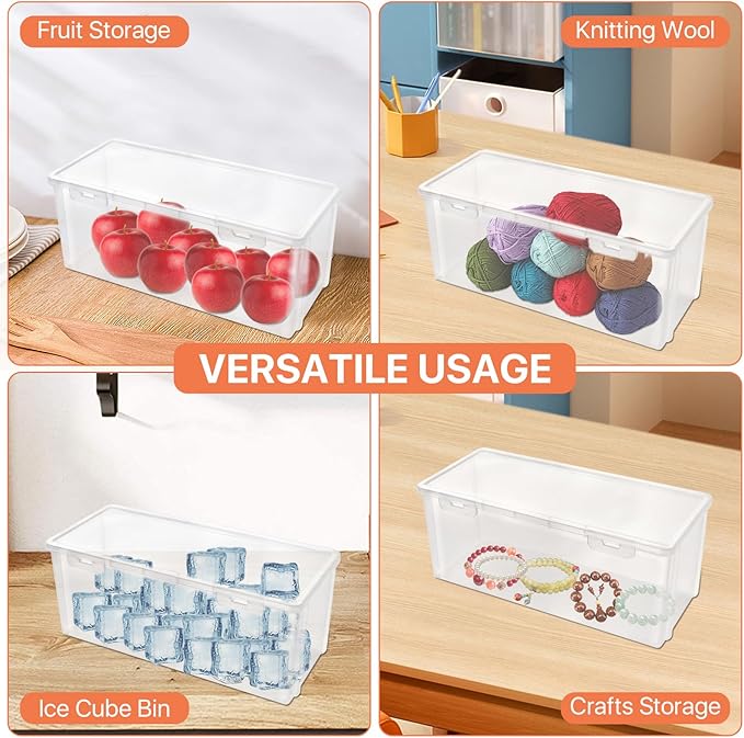 2Pcs Refrigerator Organizers and Storage, Clear Storage Tower for Breastmilk Storage Bags, PP Freezer Organizer Bins with Lid for Bottles Yogurt Storage Bags Pantry Kitchen Storage Container