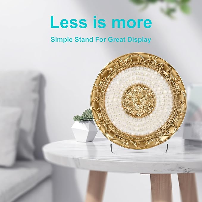 Boloyo Flat Back Acrylic Plate Display Stand, 6 Inch 2PC Clear Acrylic Display Holder Easel Base for Home Office Kitchen School Art Display