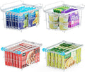 iSPECLE Freezer Organizer Bins - 4 Pack Adjustable & Extra Large Chest Freezer Organizer Bins for 5 to 9 Cu.Ft Deep Freezer, Easy Organize Basket Store More, Stackable No Wasted Space, White