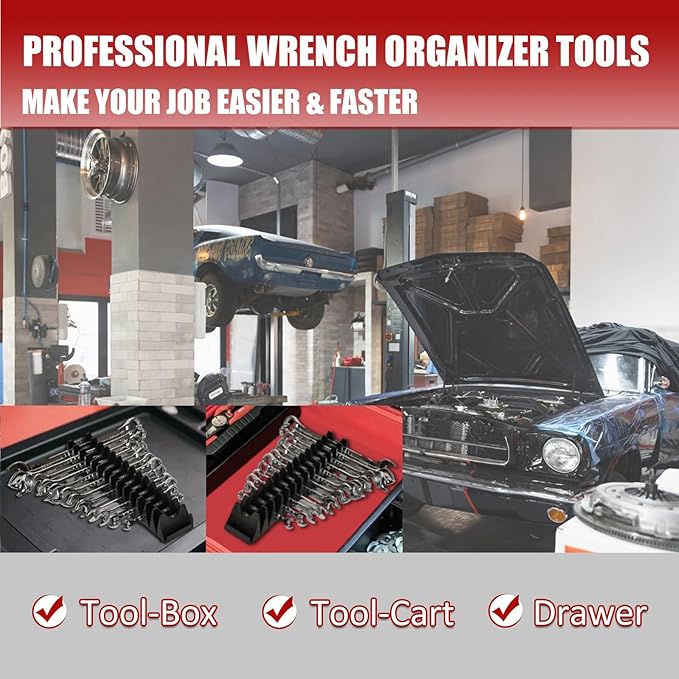 60PCS Magnetic Modular Wrench Organizer Wrench Holder - Wrenchs Tool Organizers for Tool Drawer Storage, Wrenchs Rack with Metric SAE Labels, Tool Storage Set Holder Festival for Mechanics