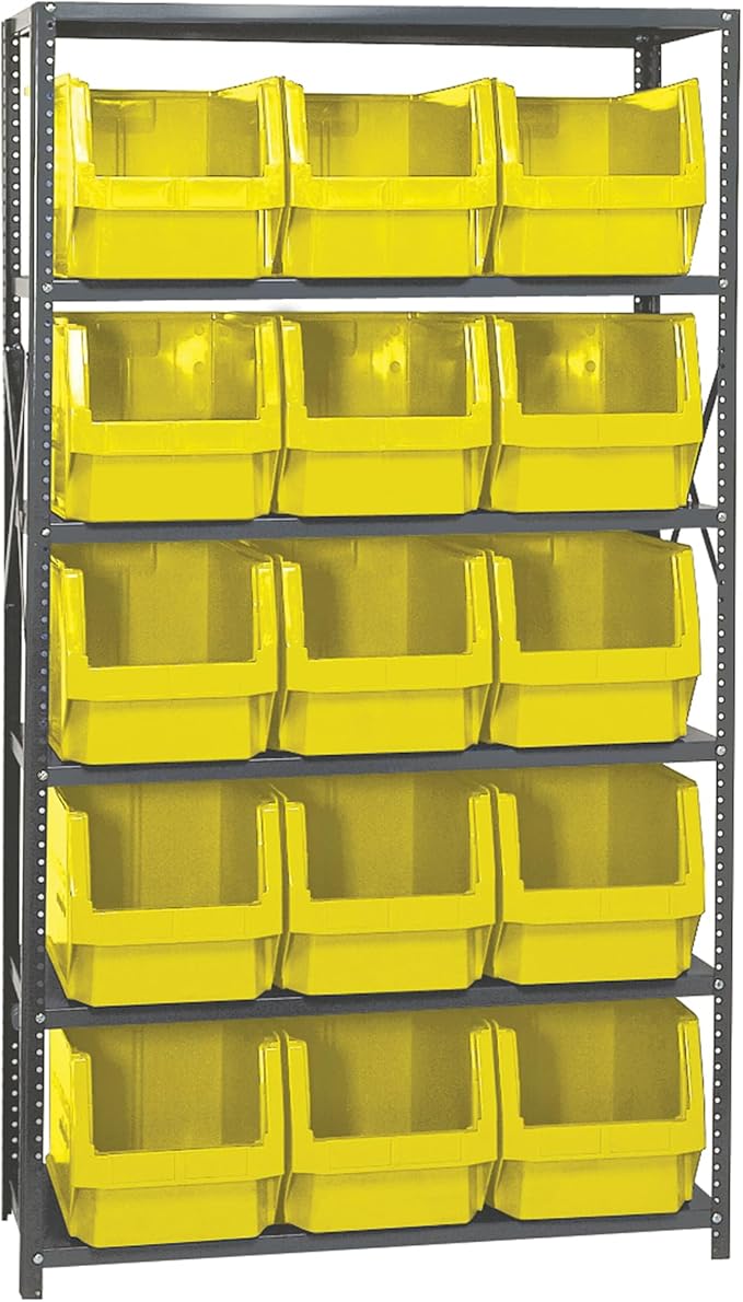 Quantum Storage Systems MSU-533YL Solid Heavy Duty 6 Shelves 15 MAGNUM Yellow Bins 75" H x 42" W x 18" D