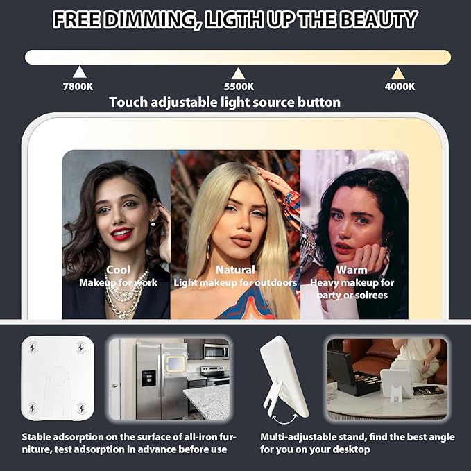 Makeup Organizer Box with Detachable Lighted Mirror, Travel Train Cosmetic Case, Adjustable Divider Storage Bag, Portable Artist Storage Suitcase with Magnetic LED Mirror - Mint